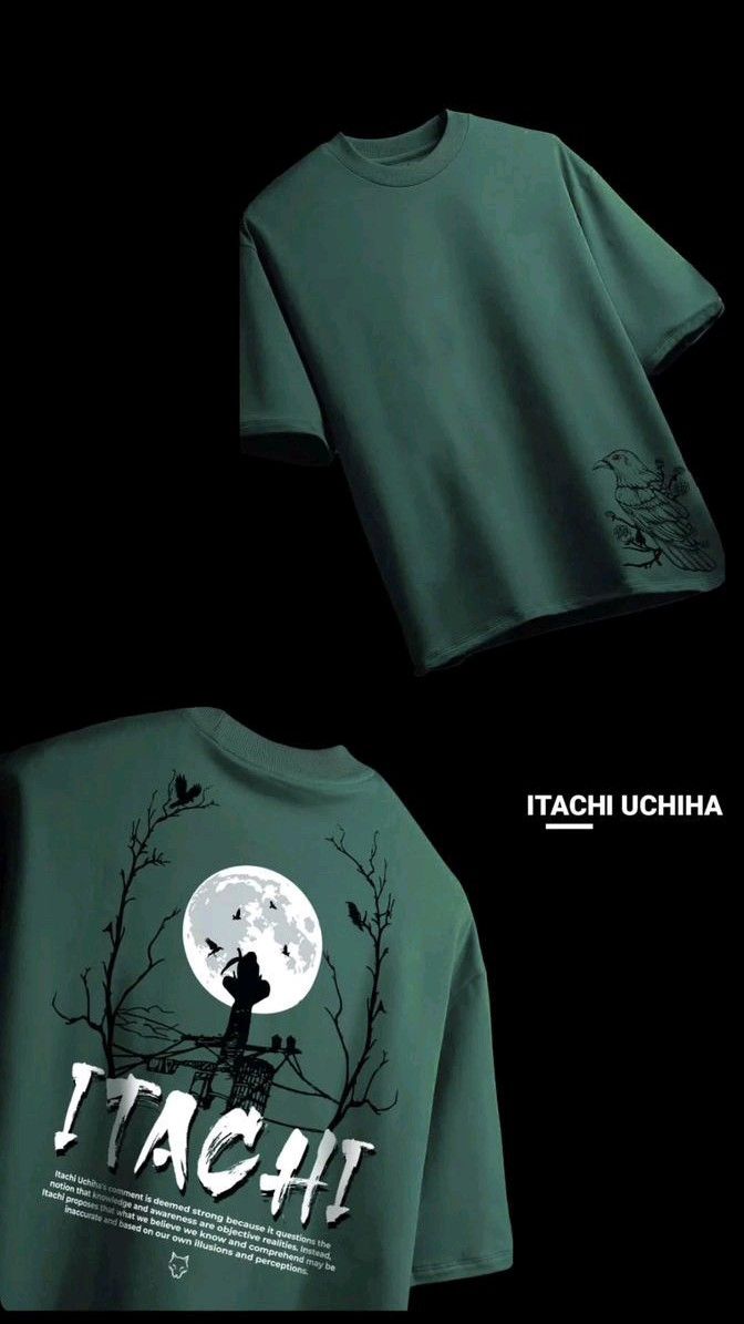 Itachi Uchiha T-Shirt | Dunkelgrün | 100 % Baumwolle | Anime Shirt