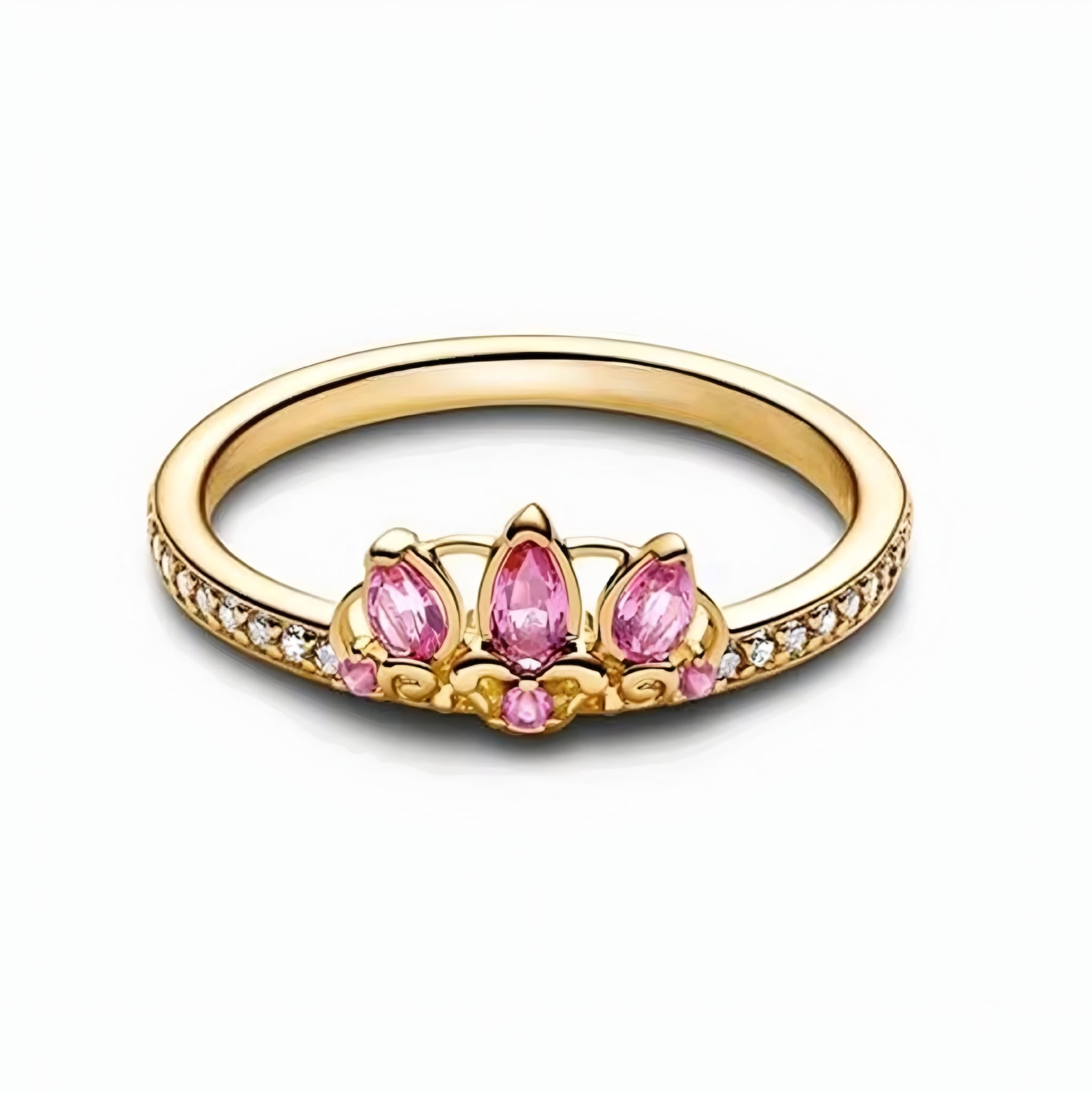 Eleganter Kronen-Ring mit rosa Kristallen – Simbella Schmuck